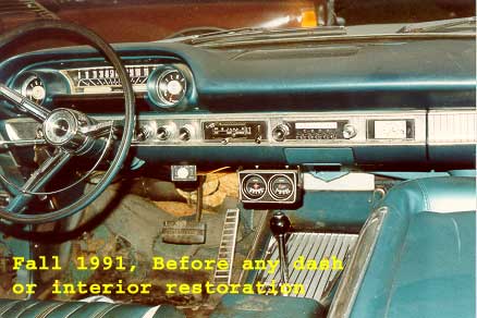 1963 Galaxie dashboard before any interior restoration in 1991